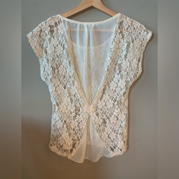 ISSI Tops - ISSI Lace sheer top Size small/Medium?? Cream color